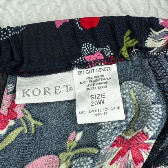 PRICE FIRM Vintage Y2K 00s Koret 2 Piece Bright Navy Floral Blouse Skirt Set 2X - Picture 13 of 13